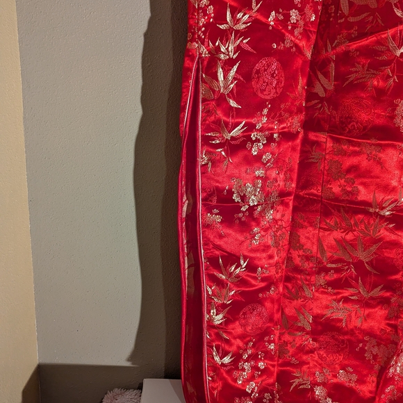 Red Embellished Maxi Dress with Mock Neck - Picture 13 of 16